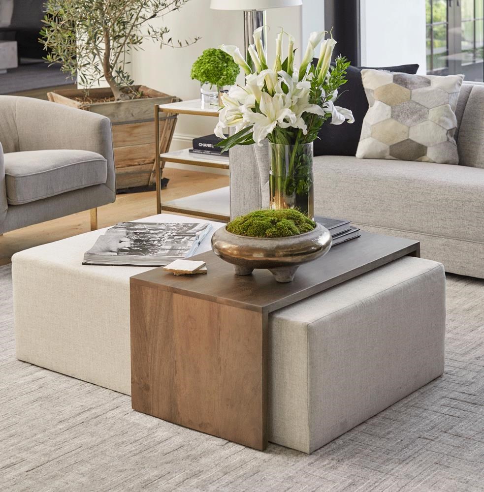 Cocktail ottoman shop with waterfall table